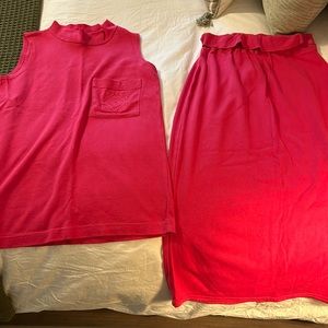Women’s two piece top/skirt set.